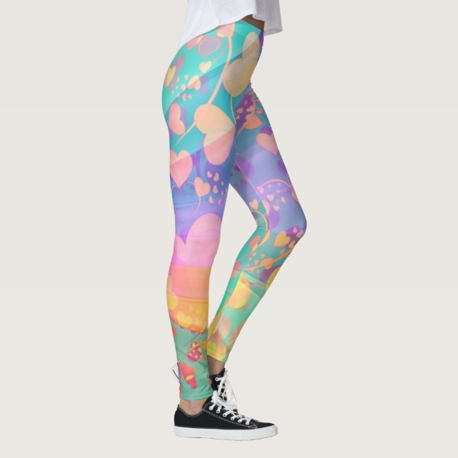 Heart Love Pattern Pastel Design Leggings (Right)