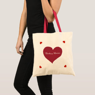 heart love red-colour personalised tote bag