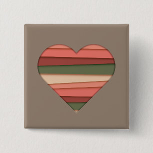 Heart Love Striped Valentine's Day 15 Cm Square Badge