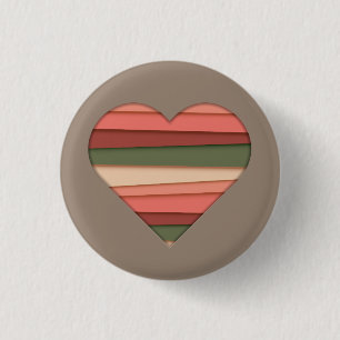 Heart Love Striped Valentine's Day 3 Cm Round Badge