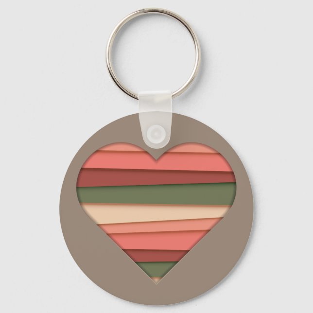 Heart Love Striped Valentine's Day Key Ring (Front)