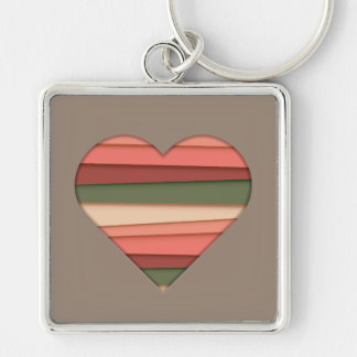 Heart Love Striped Valentine's Day Key Ring