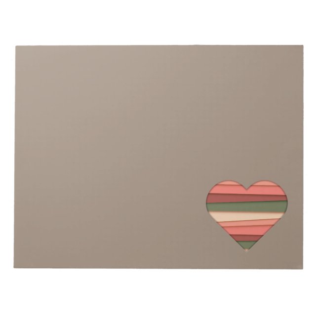 Heart Love Striped Valentine's Day Notepad (Front)
