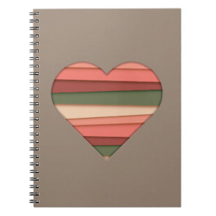 Heart Love Striped Valentine's Day Spiral Notebook