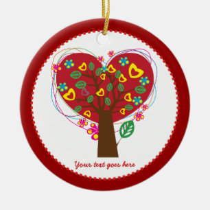Heart love tree Valentine's Day custom ornament