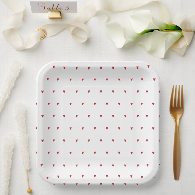 Heart & Love Valentine-themed Bridal Shower Paper Plate (Wedding)