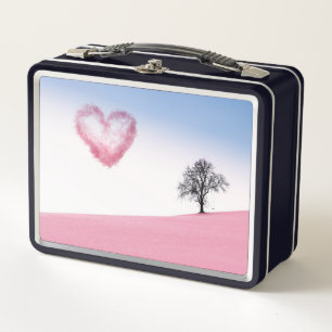 Heart Love Valentine's Day Background Tree heaven Metal Lunch Box