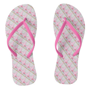 Heart Love Wedding Cupcake Bridesmaid Flip Flops