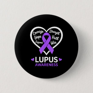 Heart lupus awareness month sle purple ribbon 6 cm round badge
