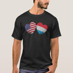 Heart Luxembourg American Flag Patriotic Family He T-Shirt