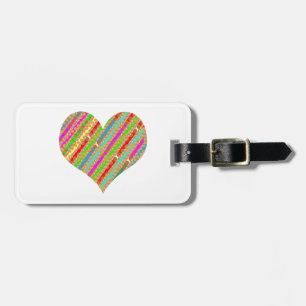 Heart made of Punch Paper Shreds Patch on Gold Sh Luggage Tag
