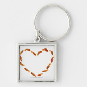 Heart made with goldfishes key ring