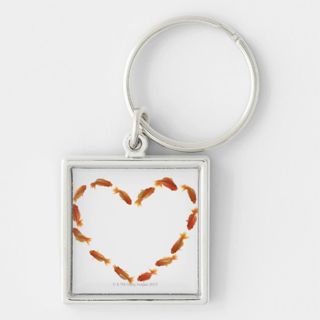 Heart made with goldfishes key ring (Front)