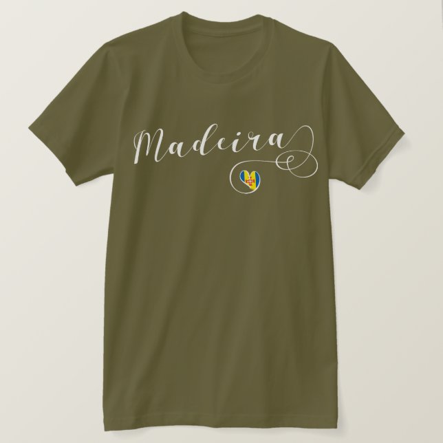 Heart Madeira Flag, I Love Madeira, Portugal T-Shirt (Design Front)