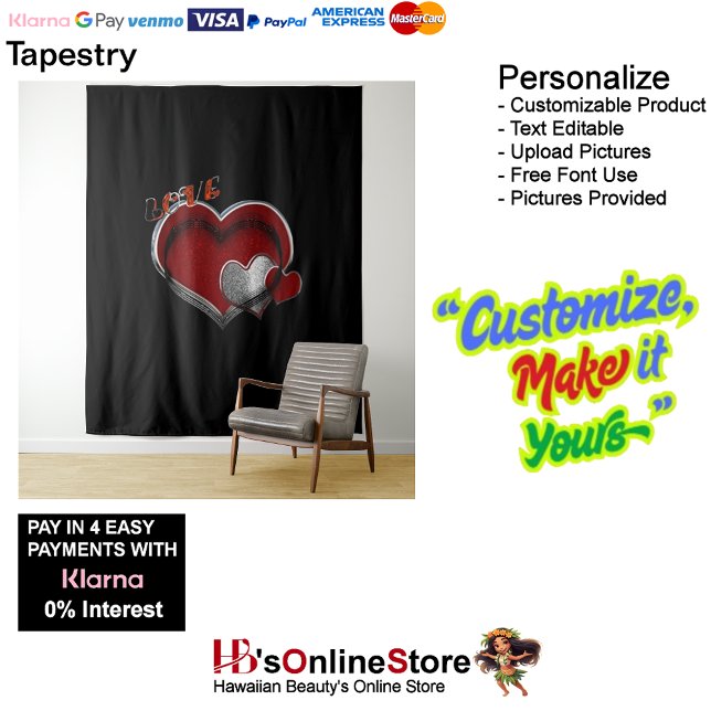 Heart Magic Black Business Tapestry Extra-Large (Heart Magic Black Business Tapestry Extra-Large.)