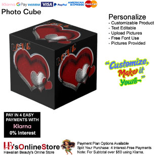 Heart Magic Black Photo Cube