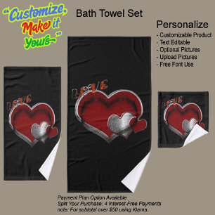 Heart Magic Black Towel Set