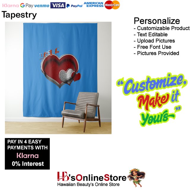 Heart Magic Blue Business Tapestry Extra-Large (Heart Magic Blue Business Tapestry Extra-Large.)