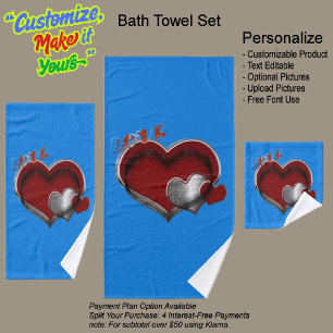 Heart Magic Blue Towel Set