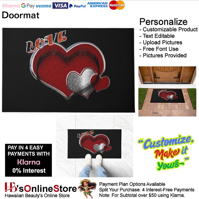 Heart Magic Door Mat with Black Background (Heart Magic Door Mat with Black Background.)