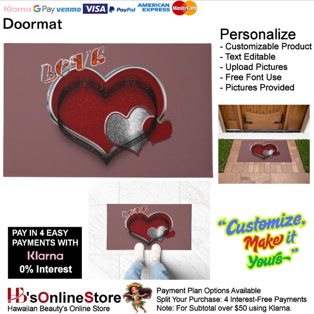 Heart Magic Door Mat with Rust Background (Heart Magic Door Mat with Rust Background.)