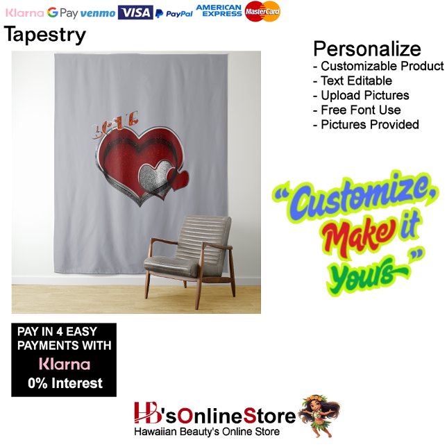 Heart Magic Gray Business Tapestry Extra-Large (Heart Magic Gray Business Tapestry Extra-Large.)