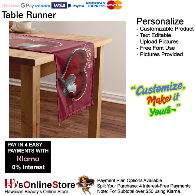 Heart Magic Maroon Table Runner Household Linen (Heart Magic Maroon Table Runner Household Linen.)