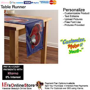 Heart Magic Navy Blue Table Runner Household Linen