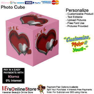 Heart Magic Pink Photo Cube