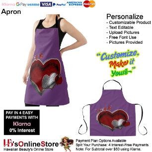 Heart Magic Purple Large Apron