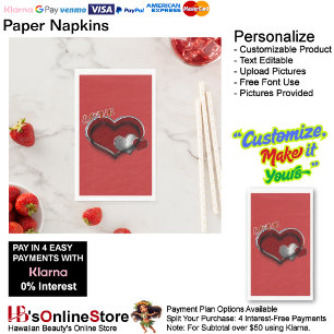 Heart Magic Red Paper Napkin Guest Towel