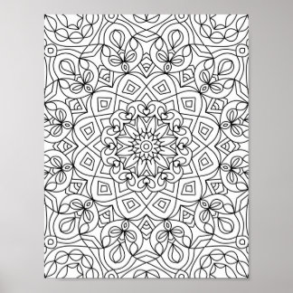 Heart Mandala Adult Colouring Doodle Colour This Poster