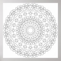 Heart Mandala Colouring Page with Floral Pattern