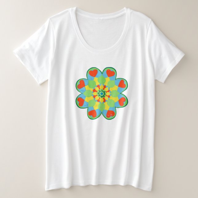  Heart Mandala    Plus Size T-Shirt (Design Front)