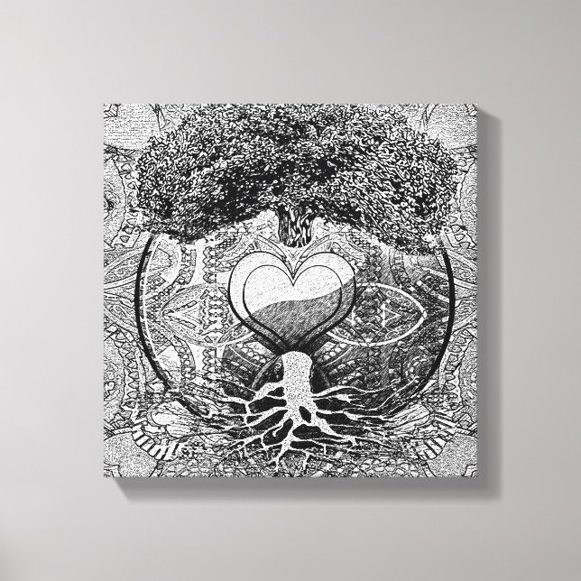 Heart Mandala Tree of Life Canvas Print (Front)