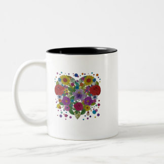Heart Mandala Two-Tone Mug | Boho Floral Coffee Cu