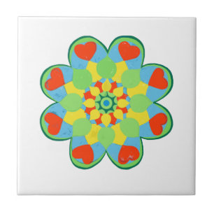 Heart Mandala Watercolor Tile