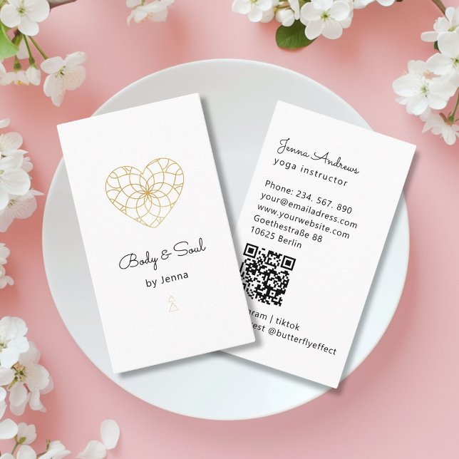 Heart Mandala Yoga Massage Wellness QR Code Business Card (Heart Mandala Yoga Massage Wellness QR Code Business Card)
