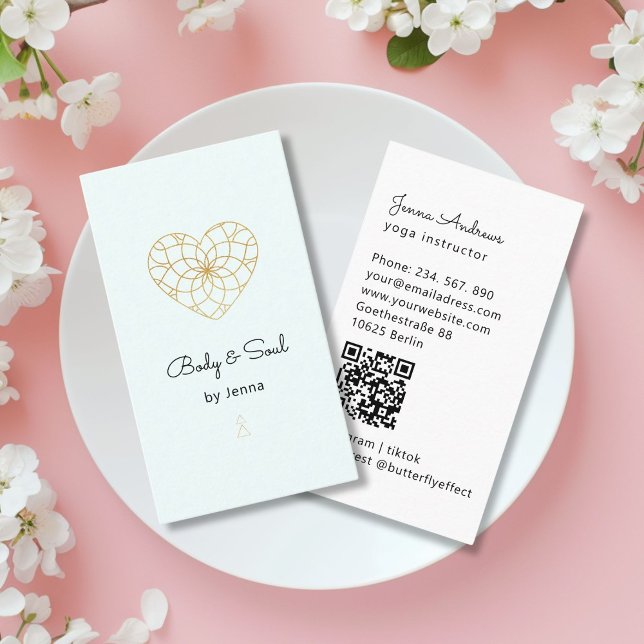 Heart Mandala Yoga Massage Wellness QR Code Business Card (Heart Mandala Yoga Massage Wellness QR Code Business Card)