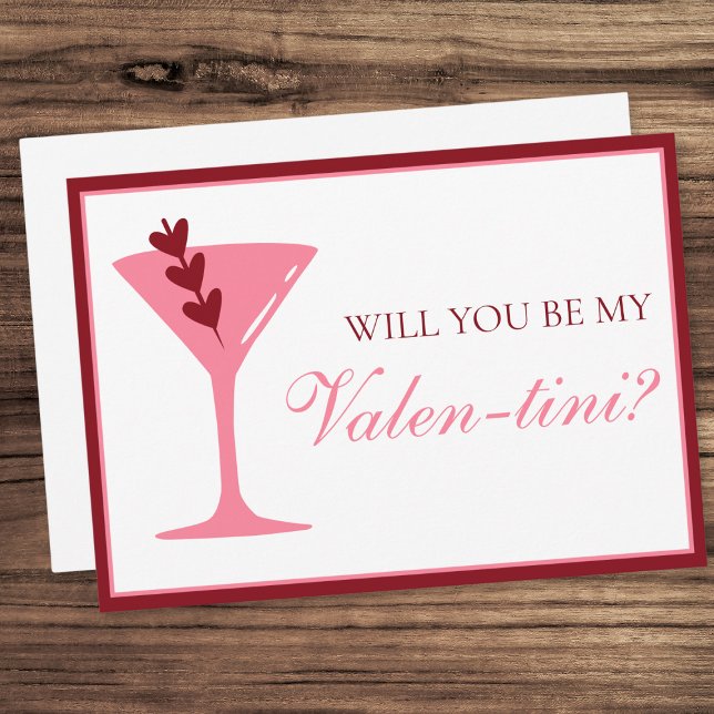 Heart Martini Valentine's Day Red and Pink  Card (Creator Uploaded)