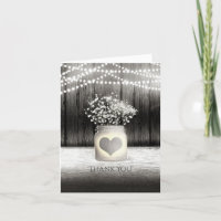 Heart Mason Jar & Baby's Breath Rustic Thank You