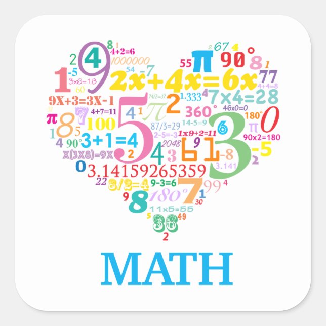 Heart Math Square Sticker (Front)