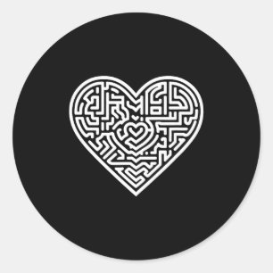 Heart Maze Valentine's  Classic Round Sticker