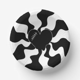 Heart Melt in Black and White Paper Plate