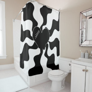 Heart Melt in Black and White Shower Curtain