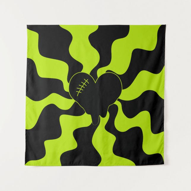 Heart Melt - Lime Green Tapestry (Front)