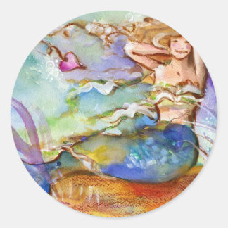 Heart Mermaid Classic Round Sticker