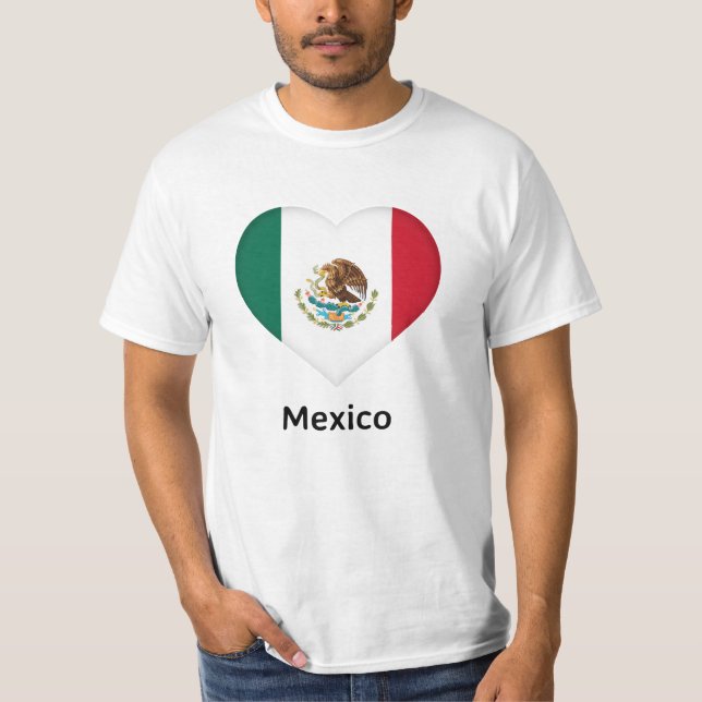 Heart - Mexico Flag T-Shirt (Front)