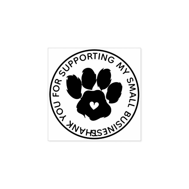 Heart middle dog paw thank you rubber stamp (Imprint)