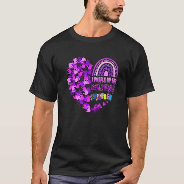 Heart Military Child Month  Purple Up For Military T-Shirt (Front)